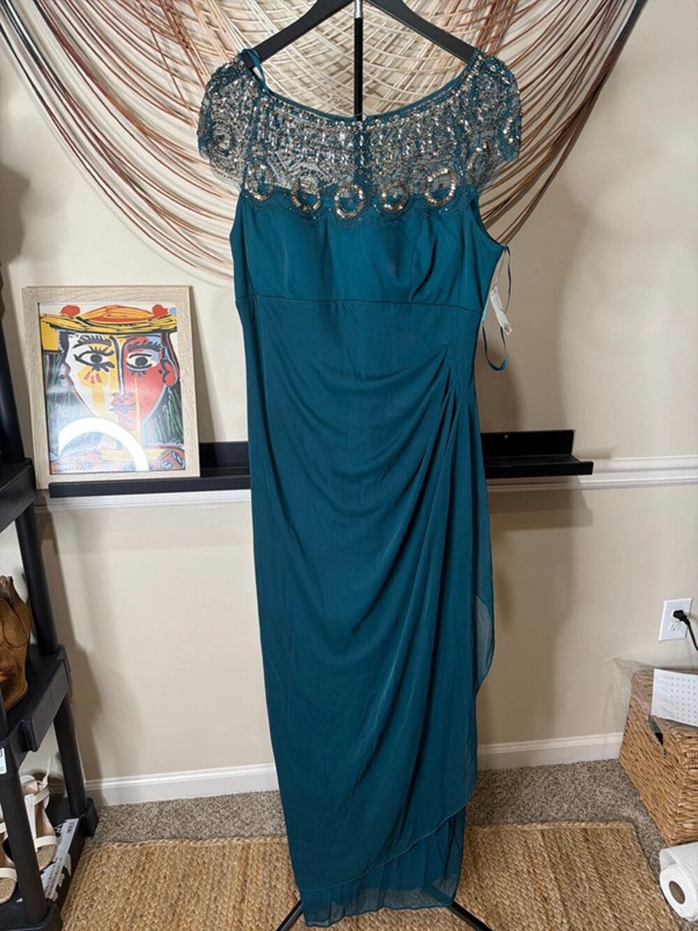 Xscape green evening gown nwt 16